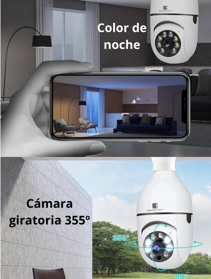 Cámara 360 tipo bombillo con WIFI