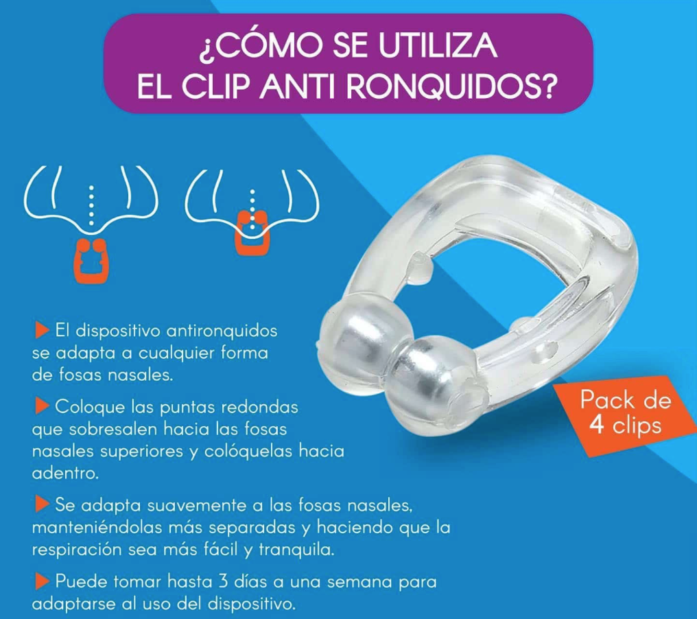 CLIP NASAL ANTI RONQUIDOS (4 unidades)